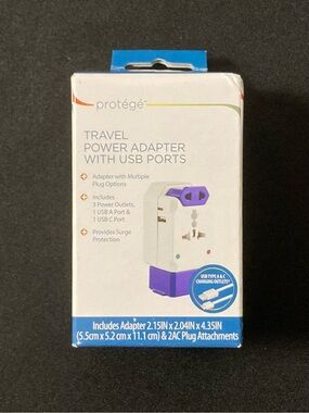 ⭐️ Protege Power Travel Adapter with USB Ports